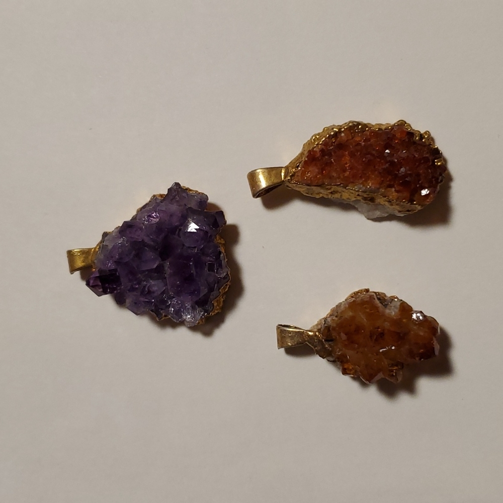 Amethyst & Citrine Cluster Pendants